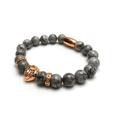 Man Bracelet - Men’s Beaded Bracelet - Rose Gold Lion & Grey Stones Bracelet - Mens Bracelet Bracelet Brother & Sisters